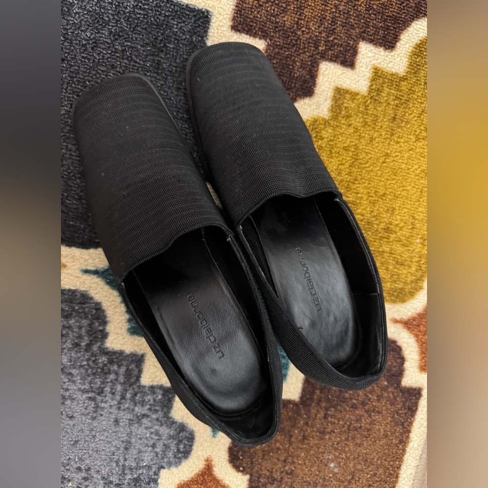 Liz Claiborne vintage square toe black stretch knit loafer pumps fits like 7.5 - Picture 2 of 6